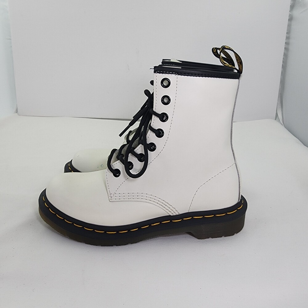 Dr Martens 11821 Women 6 USL/37/4 UK Used White Patent/Hard Leather 8 Eye Boots
